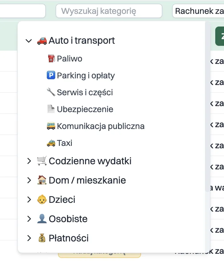 Popup do nadawania kategorii