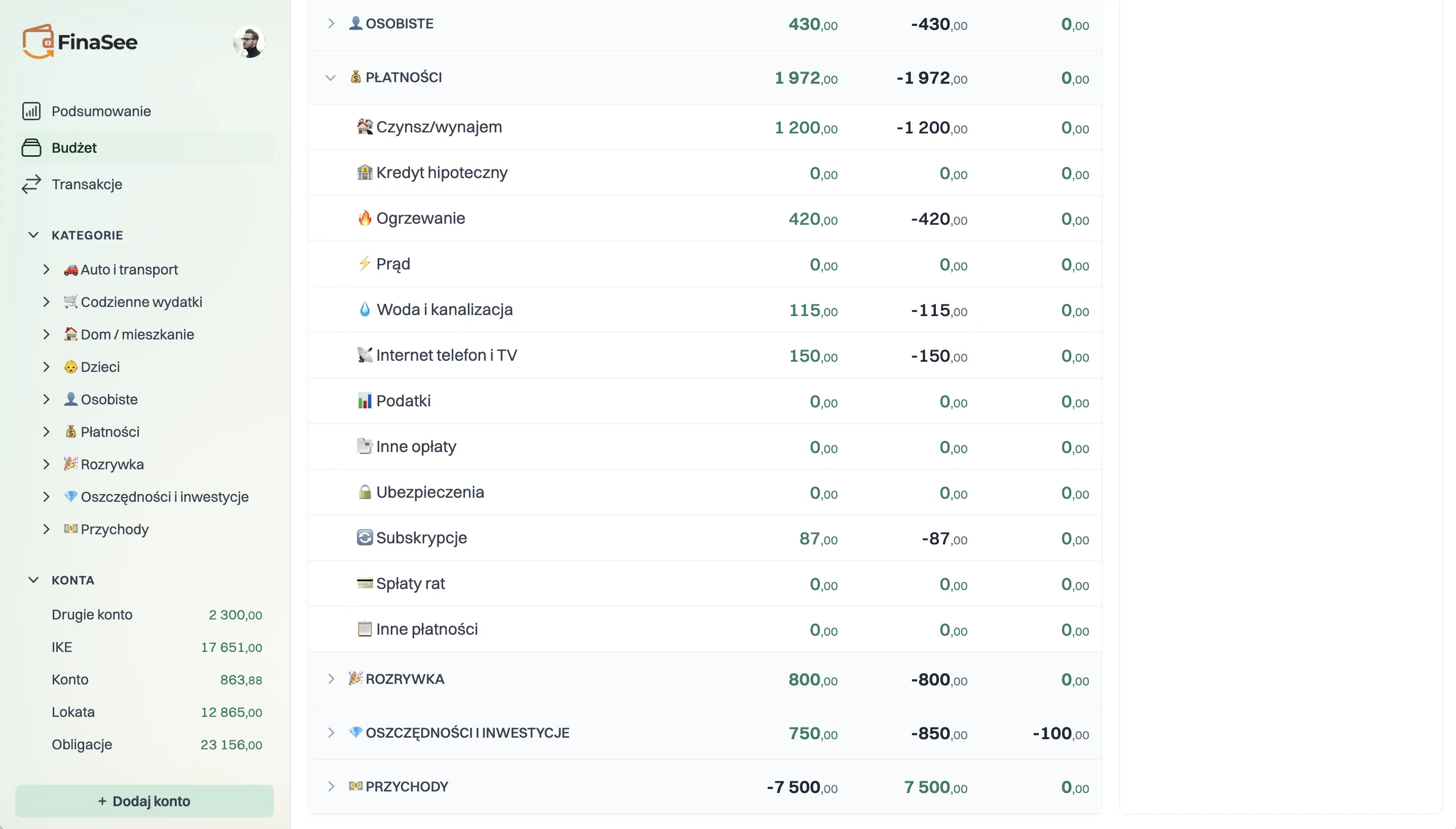 Makieta ekranu z importem transakcji