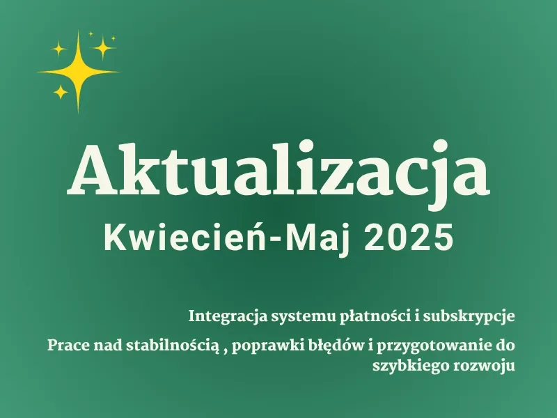 Aktualizacja kwiecień i maj 2025